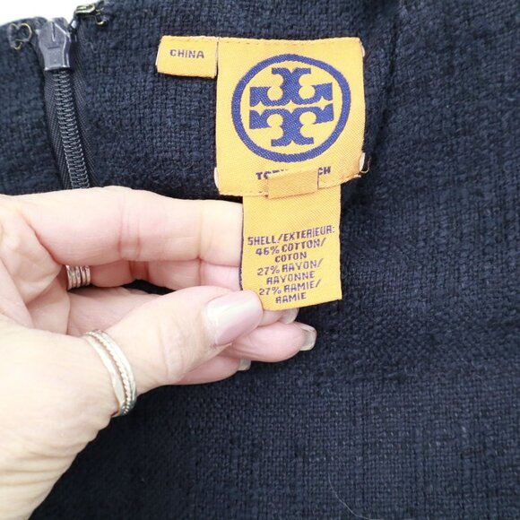 Tory Burch Mod‎ Clea Sheath Dress Womens 6 Navy Quiet Luxury Country Club Career - Picture 3 of 16